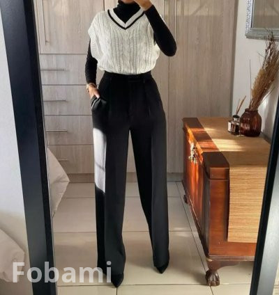 Women's High Fashion Complete Outfit – Jacket, Turtle Neck, and Trouser – Available on Fobami Market